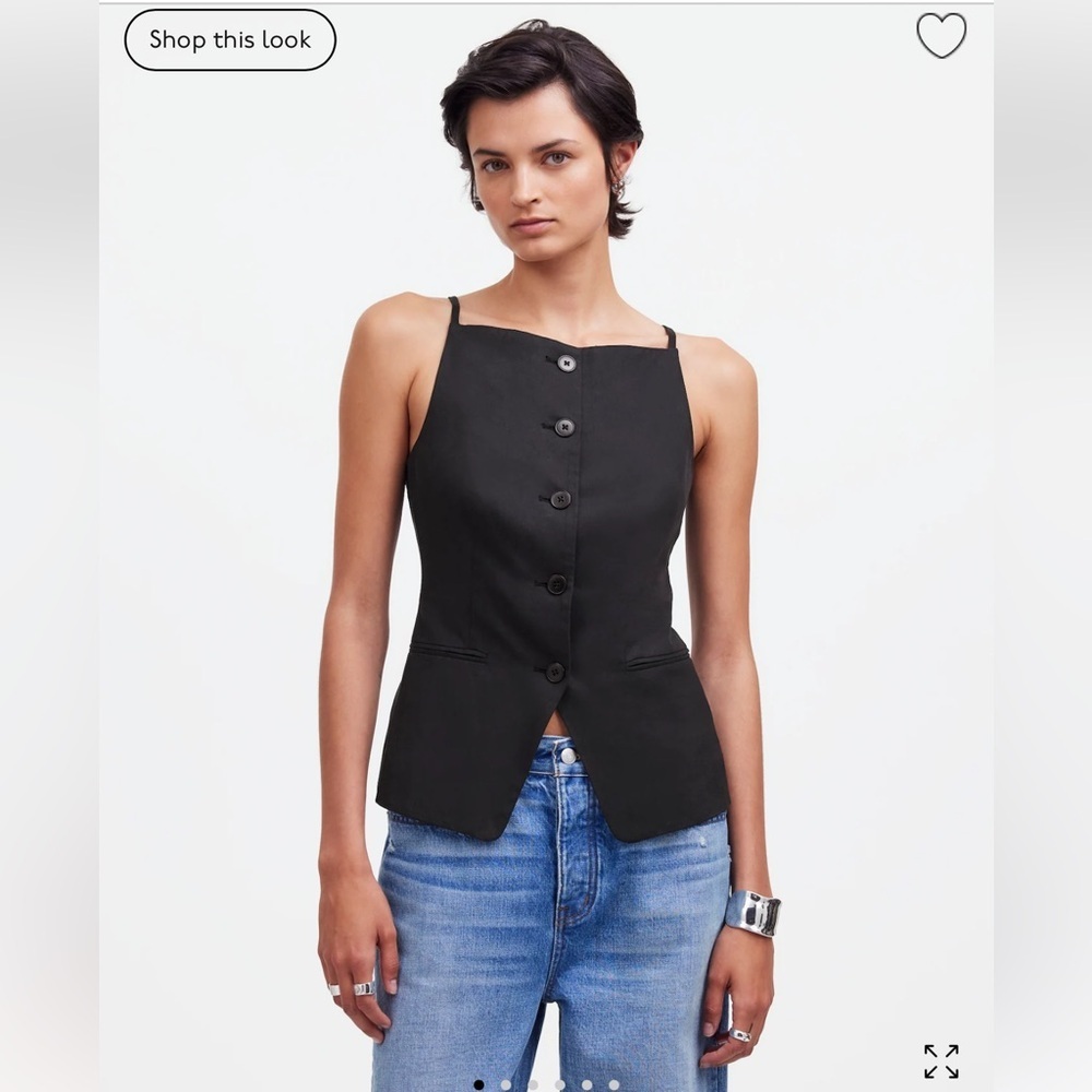 NWT Madewell Square-Neck Vest in Drapey Twill- Black 10